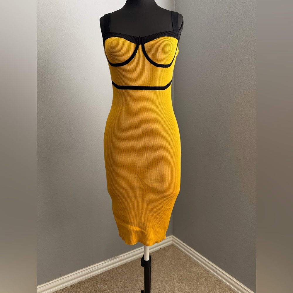 Almost Famous Yellow and Black Knit  Dress Size 1X